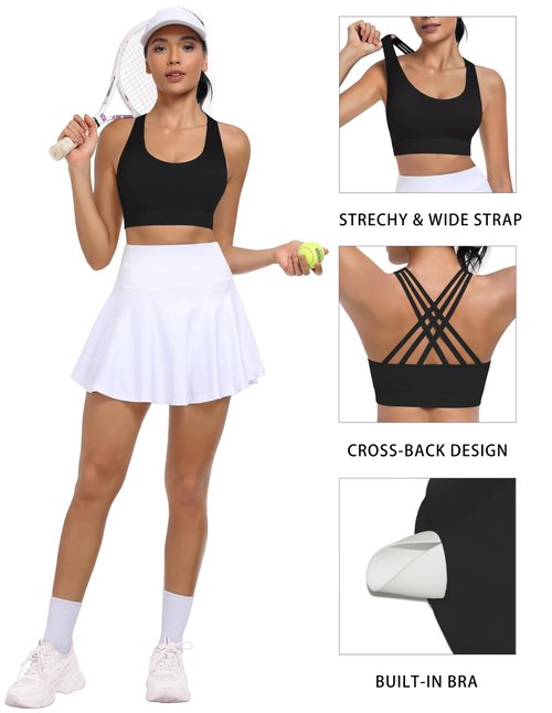 MIRITY Strappy Sports Bra for Women - Padded Seamless Support for Yoga Gym Workout Fitness Pack of 3