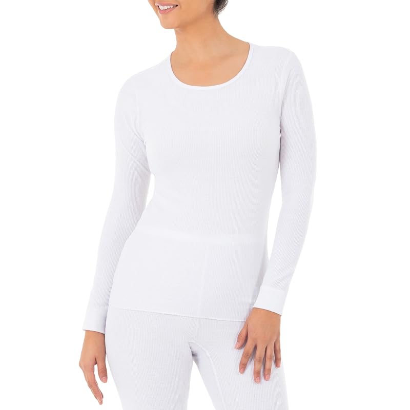 Fruit of the Loom Womens Micro Waffle Thermal Underwear Tee, White - 1 Pack, Large