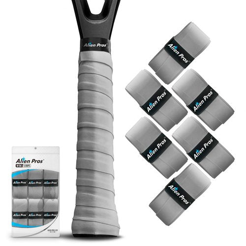 ALIEN PROS 12 Grips Gray & White New Model M-Tac Tennis Racket Grip Tape - Wrap Your Racquet for High Performance