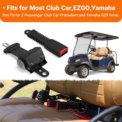 CLUBRALLY Golf Cart Seat Belts, 40" Retractable Universal Golf Cart Seatbelts Kit, Fits Club Car EZGO, Yamaha