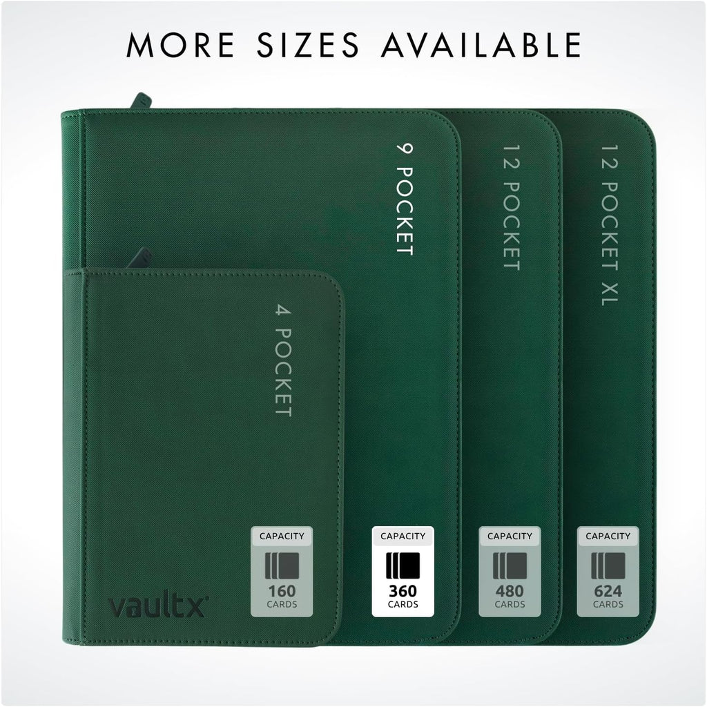 Vault X 9 Pocket Trading Card Zip Binder - Premium Exo-Tec Material, Holds 360 Cards | Green