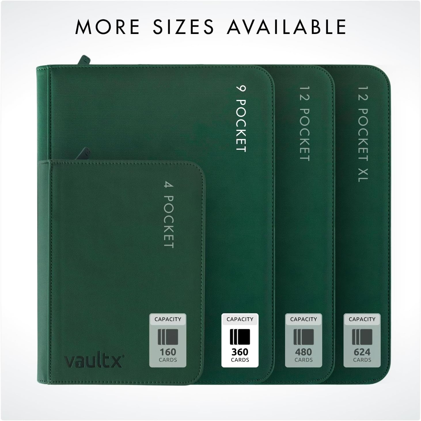 Vault X 9 Pocket Trading Card Zip Binder - Premium Exo-Tec Material, Holds 360 Cards | Green