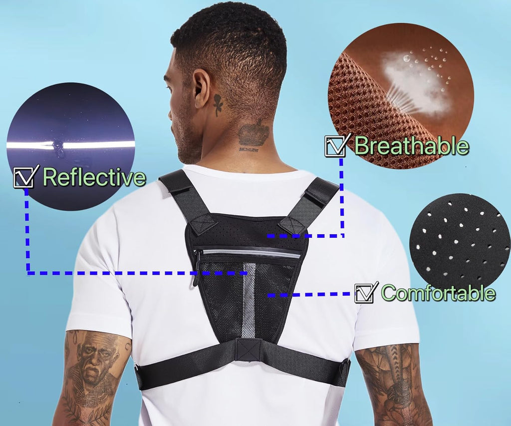 Skiennix Tactical Chest Bag - Water Resistant Running Vest for Men & Women | Black Outdoor Pack