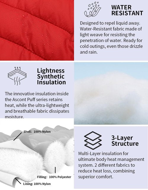 Xmgelp Lightweight Puffer Jacket Women Short Jacket Quilted Winter Coats with Detachable Hood, Red 2XL