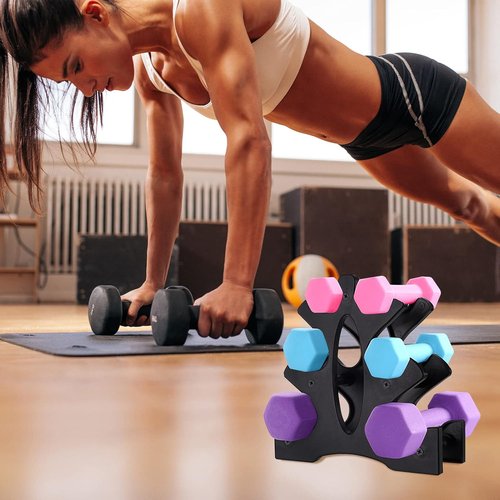 AUXSOUL Dumbbell Rack Stand - 3 Tier Weight Tower for Home Gym Organization | Holds 3/5/8 LB