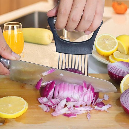 JAYVAR Onion Holder - Stainless Steel Vegetable Cutter for Slicing Onions, Tomatoes & More | Food Slicer Tool
