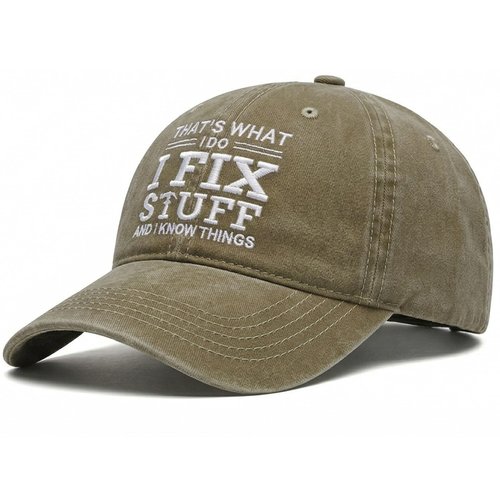 Funny Hats for Men Embroidered Adjustable Cotton Baseball Cap Unique for Men Who Have Everything, Perfect for Husband Papa Dad Grandpa Boyfriend Son Khaki