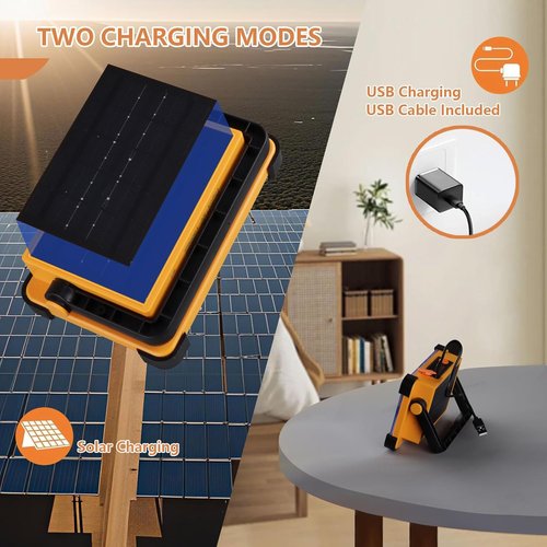 **Skiennix 120W Solar Rechargeable Work Light - 10000LM Portable Flood Light with IP66 Waterproof Design**