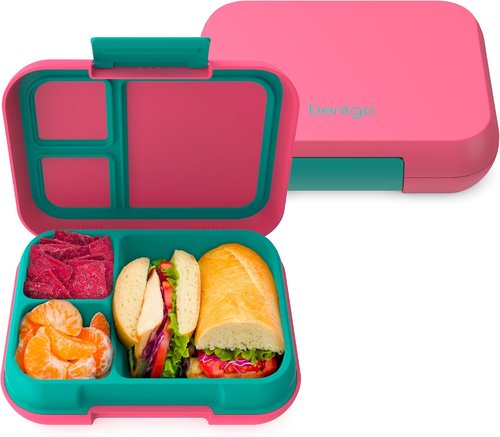 Bentgo Pop - Leak-Proof Lunch Box with Removable Divider for Ages 8+ | 5 Cups, 3-4 Compartments, Microwave & Dishwasher Safe, Bright Coral/Teal