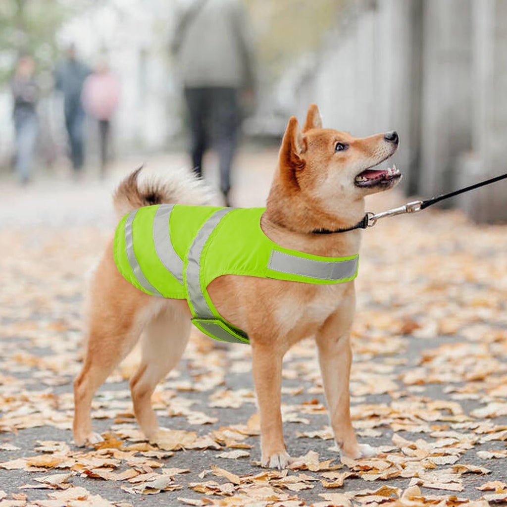Kuoser Reflective Dog Vest, High Visibility Safety Vest for Medium to Large Dogs, Lightweight Pet Reflective Vests for Hunting Outdoor Activities Walking at Night, Fluorescent Green M