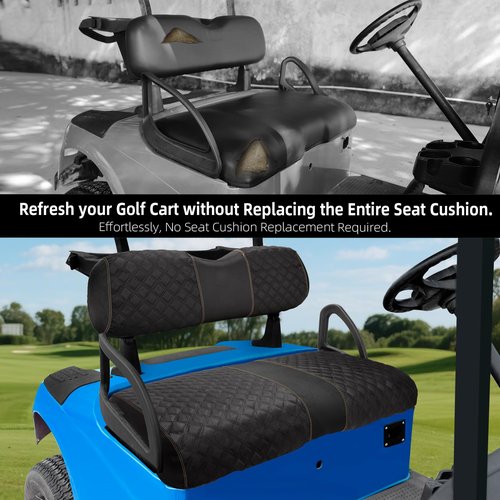Roykaw 1680D Oxford Cloth Golf Cart RXV Front Seat Covers Compatible with EZGO RXV Front Seat Cushion, Backrest & Bottom Seat Cover, Easy Installation, Wear Resistance