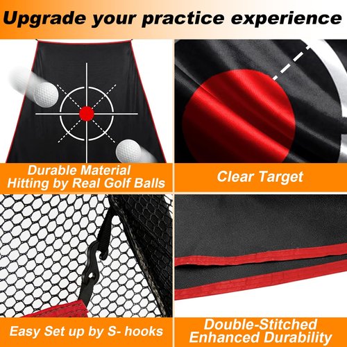 Gagalileo Golf Target Cloth: 5.7x4.7x2.7FT Protective Net Portable Easy Setup with S-Hooks & Ropes Indoor Outdoor Practice All Golfers Training Accuracy for Backyard Garage