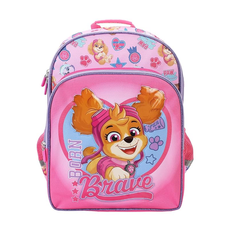 Paw Patrol Skye Girls 16-Inch Backpack - Pink with Front Pocket & Laptop Sleeve