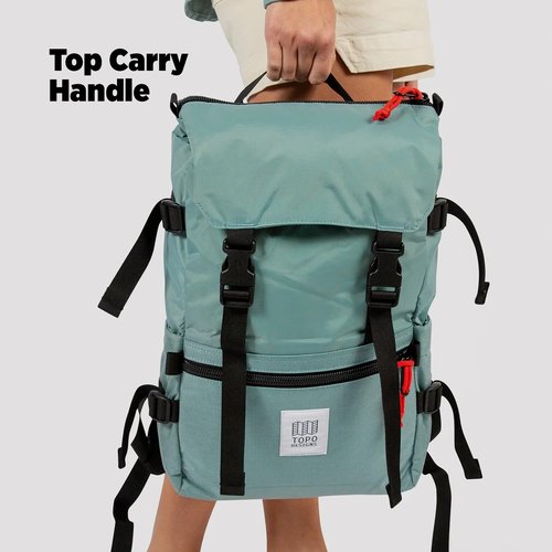 Topo Designs Rover Pack Classic - Laptop Tablet Daypack for Commutes, Day Trips, Hikes, Iconic Denver Design, PFAS-Free, Fair Trade, BlueSign Backpack (Black/Black)