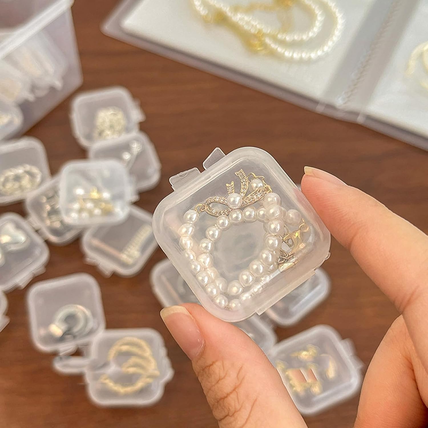 Skiennix 30Pcs Small Transparent Jewelry Storage Cases - Travel Organizer for Necklaces, Bracelets & Rings