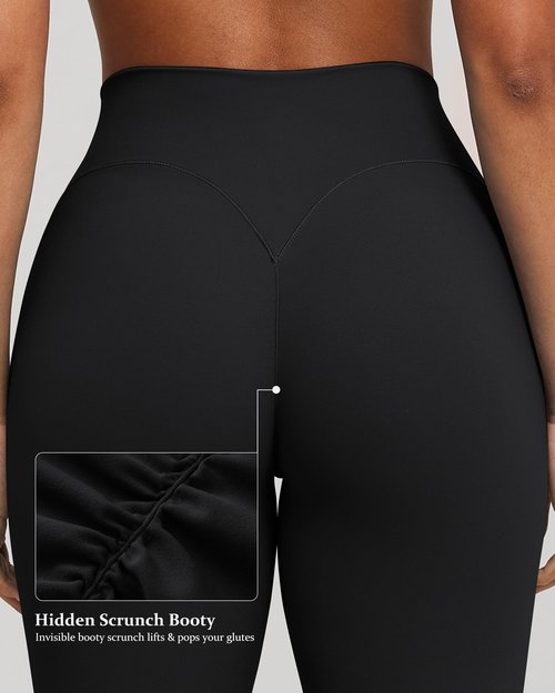 GYM RAINBOW Womens Hidden Scrunch Butt Leggings Tummy Control Workout Compression Leggings No Front Seam High Waisted Yoga Pants (Black,X-Small)