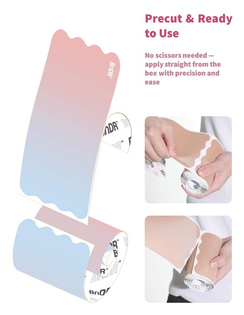 Precut BnDR Tape with Nipple Covers, Extra Wide Chest Binding Tape for FTM Transgender, 3 Inch x 20 pcs
