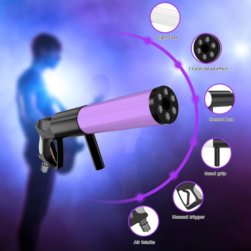 Skiennix Handheld CO2 Jet Blaster - RGB LED Smoke Machine for Events & Parties | 1 Pack