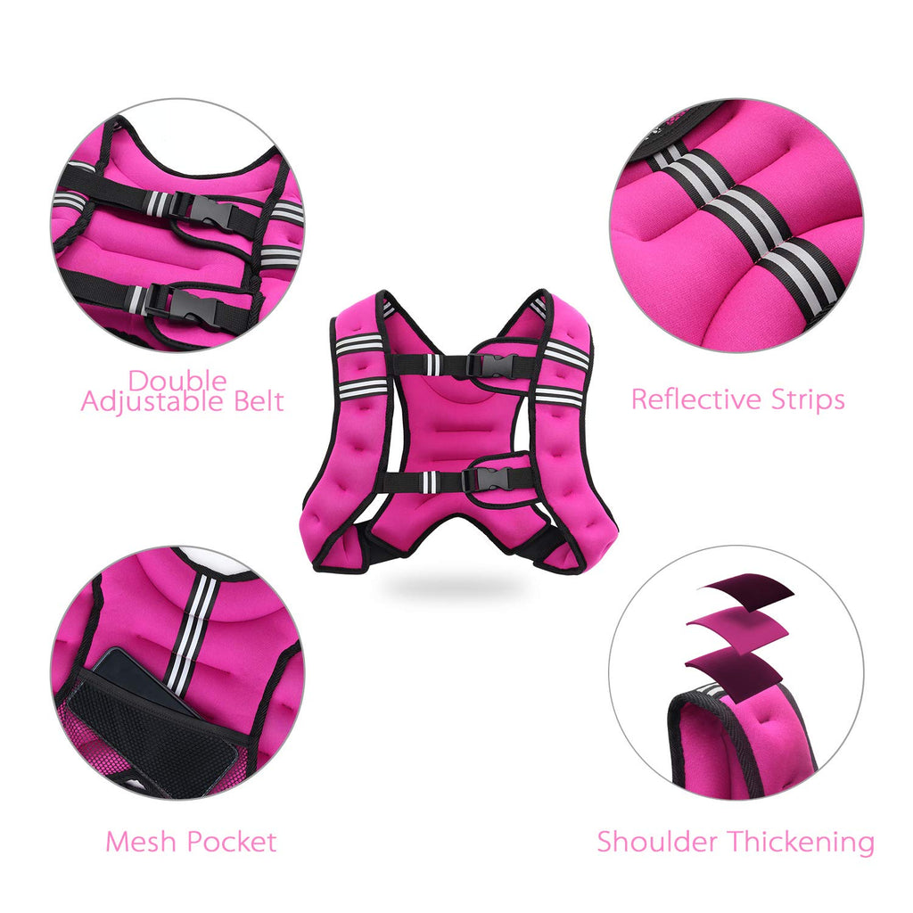 VIVITORY Weighted Vest Workout Equipment, 11lbs/18lbs Body Weight Vest for Men, Women, Strength Training, Running, Fitness, Muscle Building, Weight Loss, Weight lifting (18 lbs, Rose Red)