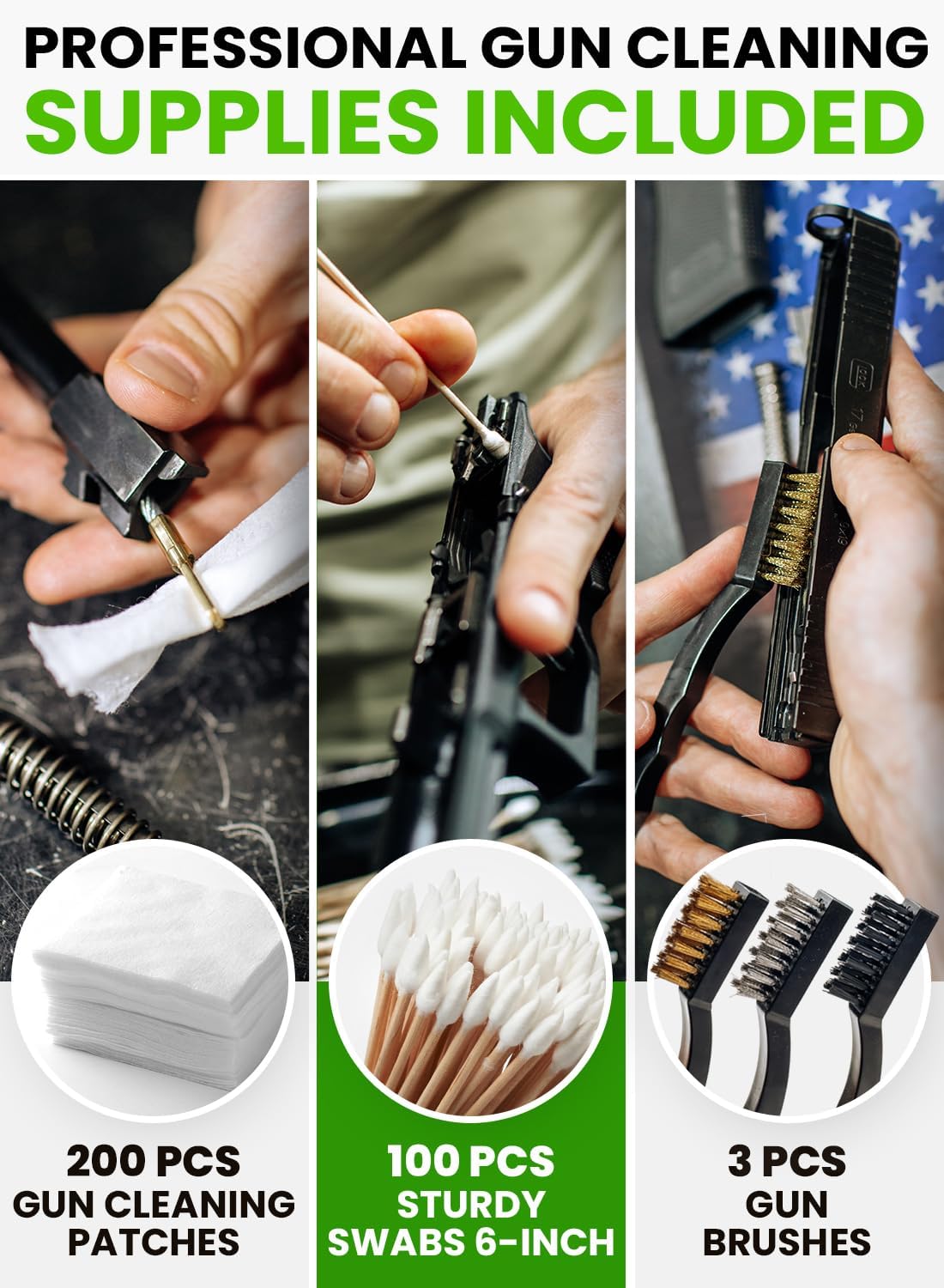 Universal Gun Cleaning Kit - Portable All-in-One Solution for Handguns, Rifles & Shotguns | Includes Stainless Steel Rods & Brass Jags