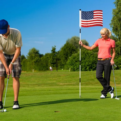 KINGTOP USA Golf Flag 20x14 Inch - Tube Inserted, Dual-layer 420D Nylon, Double Sided Printing - Standard Putting Green Flags for Backyard Practice, Golf Courses, Country Club, 1-Pack
