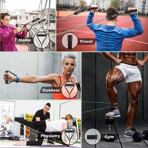 EZD Resistance Bands Set - 200 lbs Heavy Duty Exercise Bands with Handles, Door Anchor & Ankle Straps for Full Body Workout