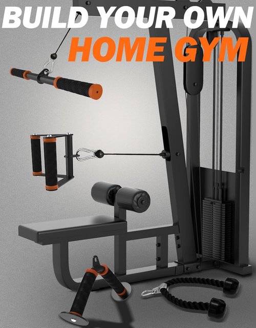 Fitarc Cable Machine Attachment Set - Lat Pulldown Attachments with Non-Slip Grips | Orange