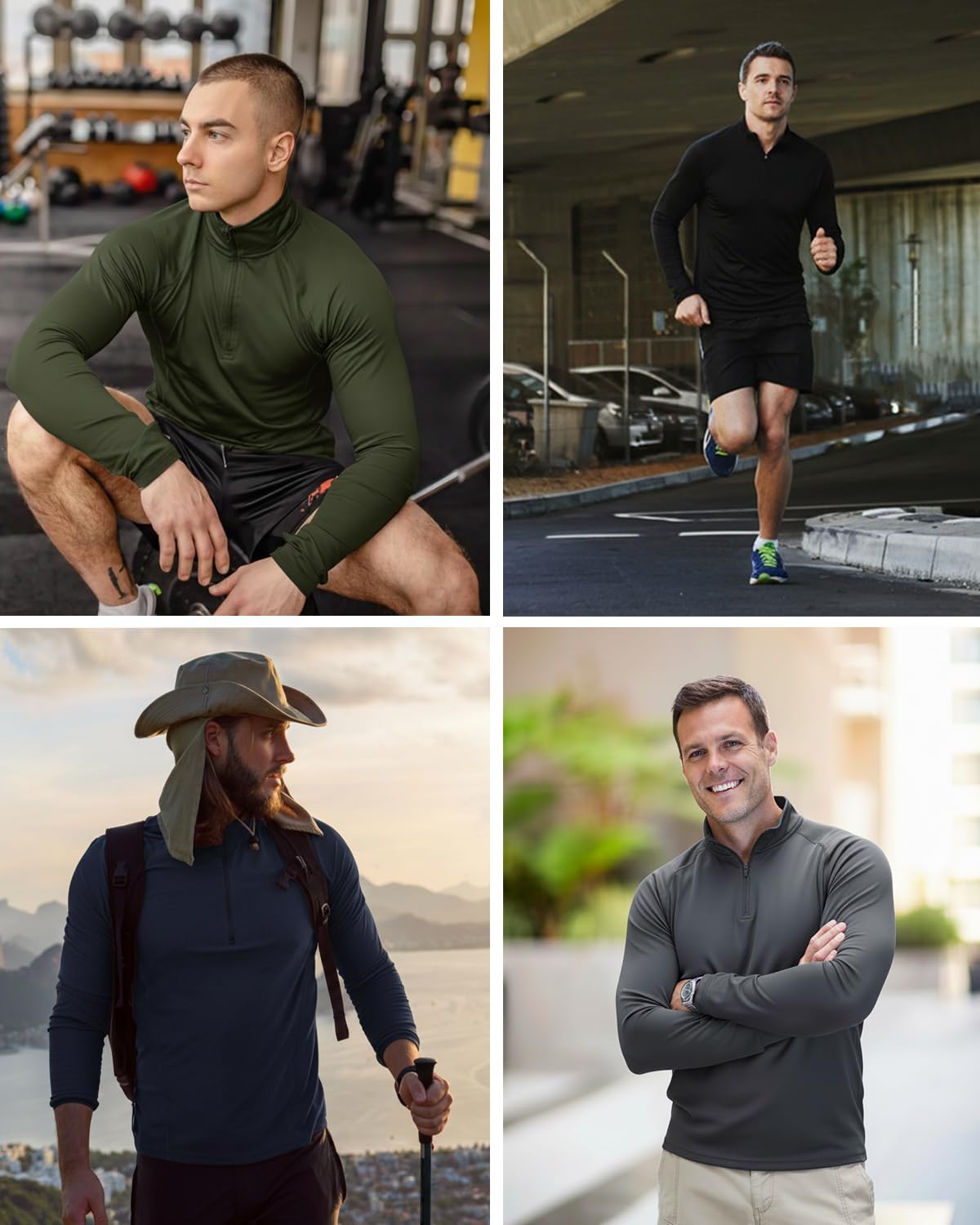 Skiennix Men's Quarter Zip Pullover Athletic Shirt - Quick Dry Long Sleeve Top for Running & Gym