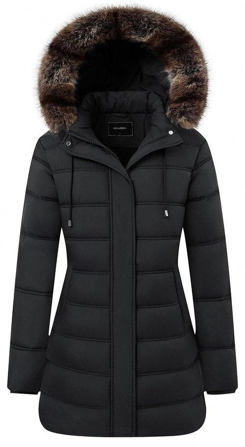 TYBBNY Women's Winter Coat Waterproof Long Puffer Jacket with Detachable Hood-Thermal Insulated Parka, Fleece Lined for Extreme Cold, Daily Commute & Outdoor