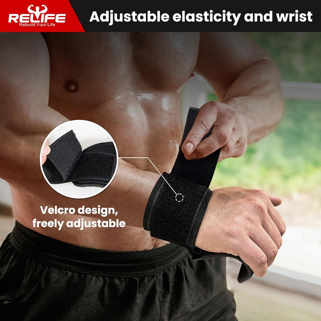 RELIFE Lifting Hooks for Men & Women - Heavy-Duty Pull Up Straps & Wrist Grips for Powerlifting