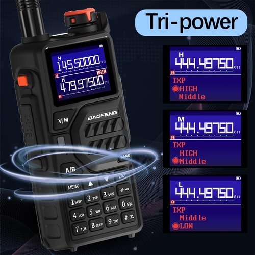 Baofeng Radio Ham Radio K5Plus 10W Long Range Handheld NOAA Weather Receiver UV32 5RM Rechargeable Two Way Radio Walkie Talkie for Adults with USB-C Charging for Survival Gear Hunting,2Pack