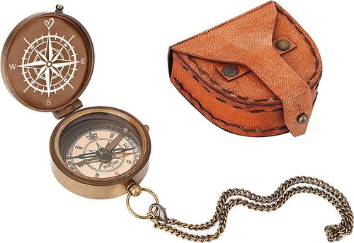 So You Can Always Find Your Way Back to Me” Engraved Brass Compass – Vintage Pocket Compass with Chain & Leather Case | Gift for Son, Daughter, Him, Her | Graduation, Anniversary