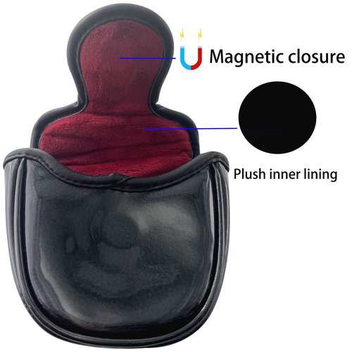 Gbourly Golf Club Skull Mallet Putter Cover Magnetic Closure Heel Shaft PU Leather Putters Headcover, Black
