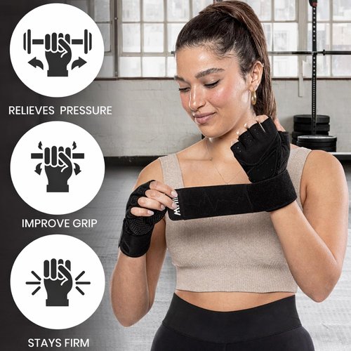 MhIL Workout Gloves for Women - Breathable Gym Gloves with Palm Protection & Enhanced Grip | Padded Weightlifting Gloves with Wrist Wrap Support