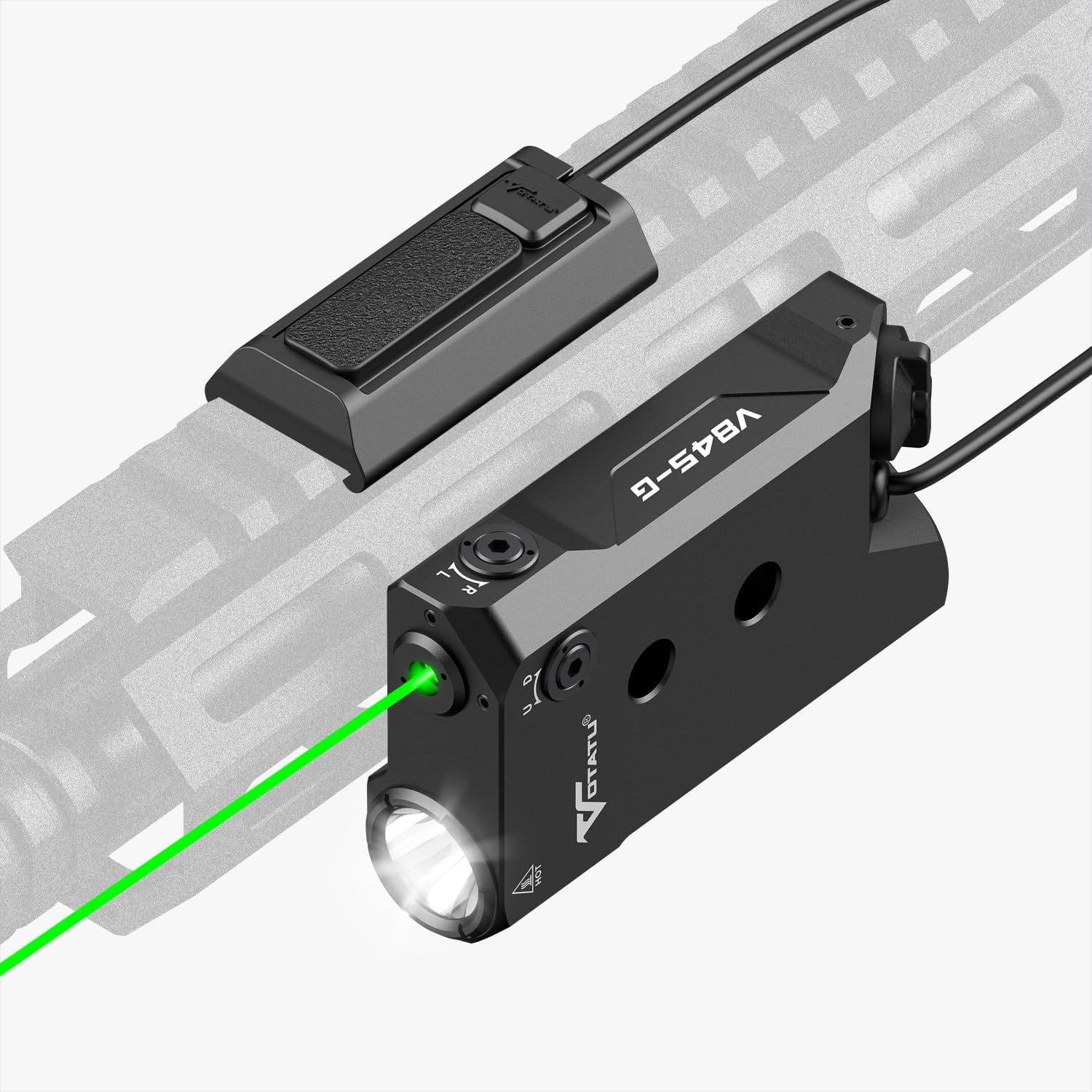 VOTATU V845 Green Laser & Light Combo - 2000 Lumens LED Flashlight with Pressure Switch for M-LOK Rail