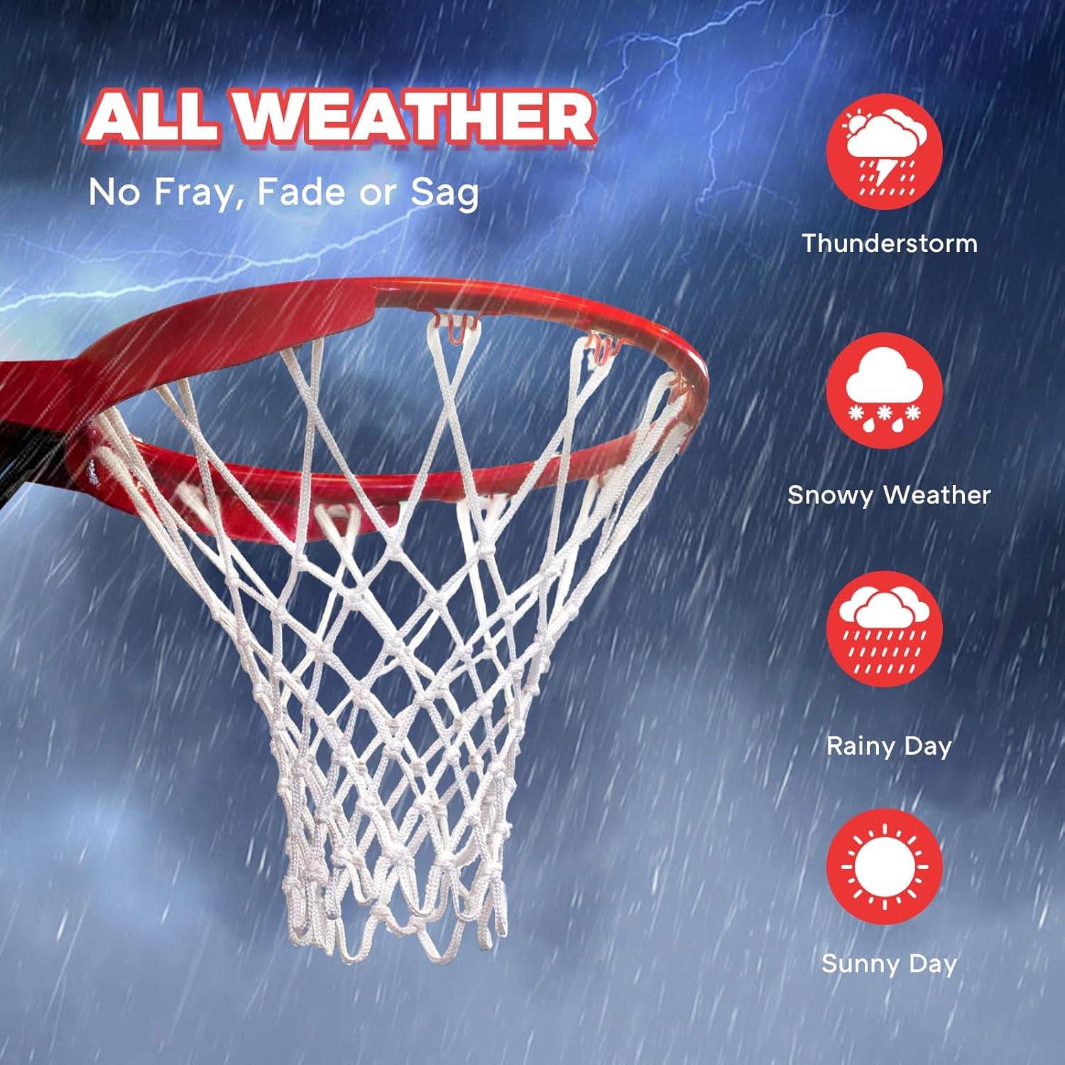 Skiennix Basketball Net - Heavy Duty 12 Loops Replacement | Premium All-Weather Design, Fits Standard Rims