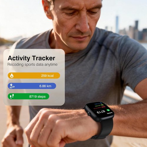 DAVIKO Smart Watch - Senior Friendly Fitness Tracker with Large Font | Waterproof Pedometer for Men & Women