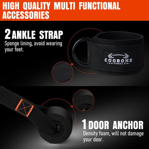 Resistance Bands with Handles, 175lb Exercise Bands for Working Out, Fitness Bands, Workout Bands with Door Anchor and Ankle Straps, Physical Therapy, Yoga, Strength Training Home Gym Equipment