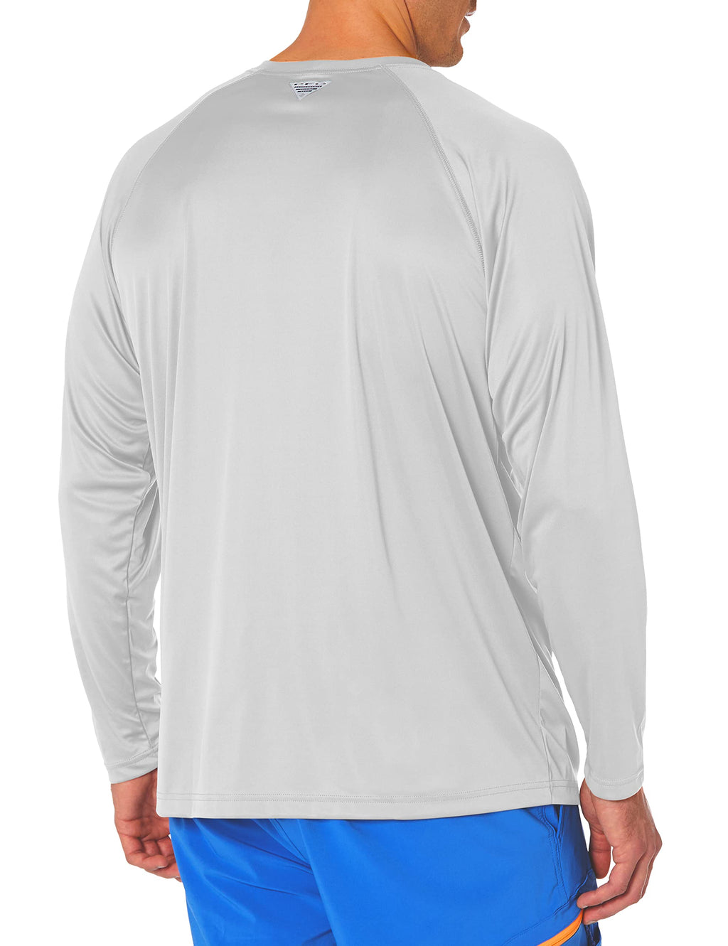Columbia Men's PFG Terminal Tackle Long Sleeve Fishing Shirt, Cool Grey/Vivid Blue Logo, X-Large Tall