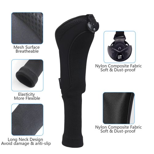 Craftsman Golf 3pcs/Set Meshy Neoprene Golf Club Headcover for Driver Fairway Hybrids Rescue (Black)