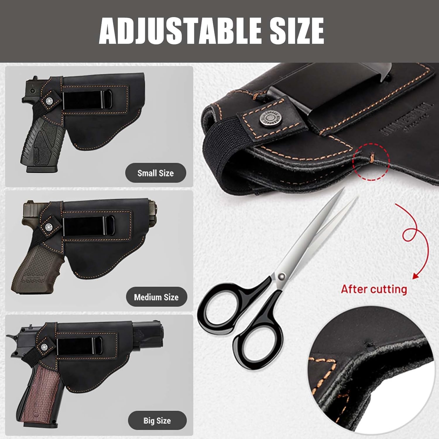Skiennix Leather Universal Pistol Holster - IWB/OWB Concealed Gun Holster for Glock, Taurus, Sig, Springfield | Fits Most 9mm Pistols