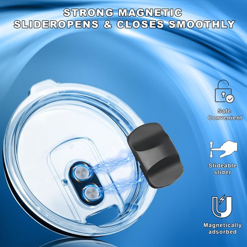 30 oz Tumbler Lids, 2 Pack 30oz Replacement Magnetic Lids for YETI, comewith 3 Magnetic Slider, BPA Free