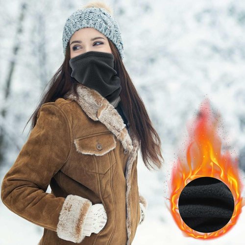 TiKOKEY 4PCS Winter Drawstring Headscarf Fleece Neck Gaiter Face Cover Neck Gaiters for Men Windproof Neck Warmer Men Gaiter Scarf