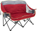 SUNNYFEEL Double Camping Chairs - Heavy Duty Padded Loveseat for 2 | 600lbs Capacity, Portable Red Outdoor Couch