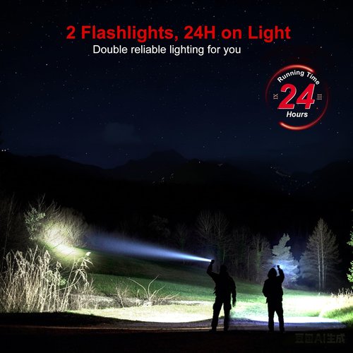Flashlight 20000 High Lumens Rechargeable - 2 Pack 30W Super Bright LED Flash Light | 24H Long Lasting & 5000ft Beam USB C High Powered Handheld Police Flashlight for Home/Camping/Hiking/Emergency
