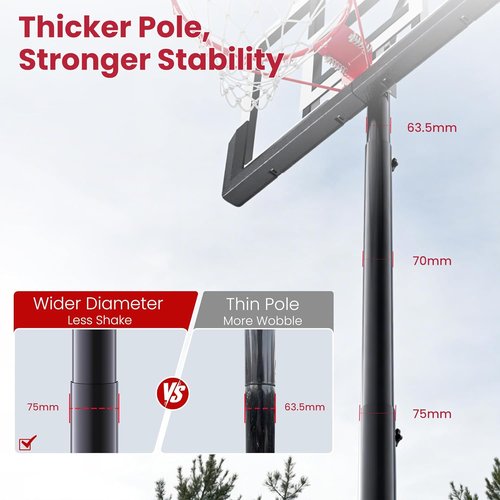 Feelwin Basketball Hoop - Portable Outdoor System with Adjustable Height for Youth & Adults | Sturdy Base