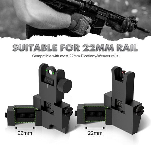 AOMEKIE 45 Degree Offset Iron Sights - Front & Rear Fiber Optic Sights with Red/Green Dots for Picatinny Rails
