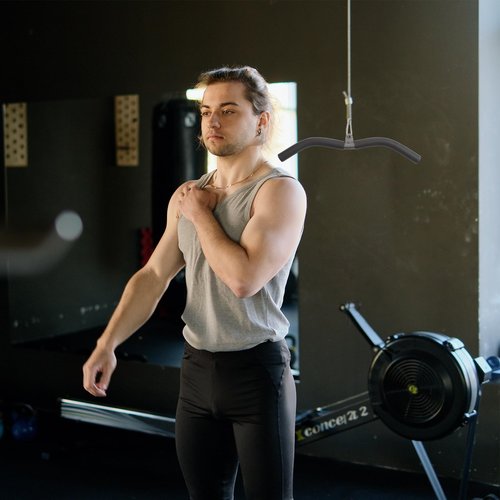 BESPORTBLE Steel Bow Pull Rod Cable Bar for Home Gym Strength Training Exercise Machine Attachment for Biceps Triceps Back and Shoulders Workout