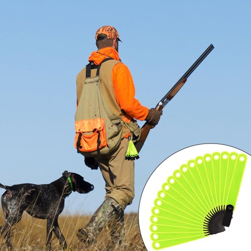 PEUTIER 36pcs Double-Sided Reflective Trail Markers for Trees Trail Marking Ribbon, Marking Tacks with Clips for Hunting Hiking Outdoor Sport Accessories (Fluorescent Yellow)