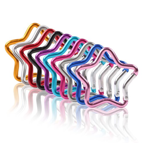OMUKY Multicolor Carabiners Hook Clips Camping Accessories Buckle for Outdoor Hiking Traveling (Stars-10pcs)
